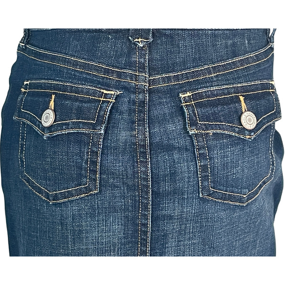 Old Navy Sz 2 Jeans Mini Skirt Low Waist 5 Pocket Stretch Denim Dark Wash New - Picture 6 of 9